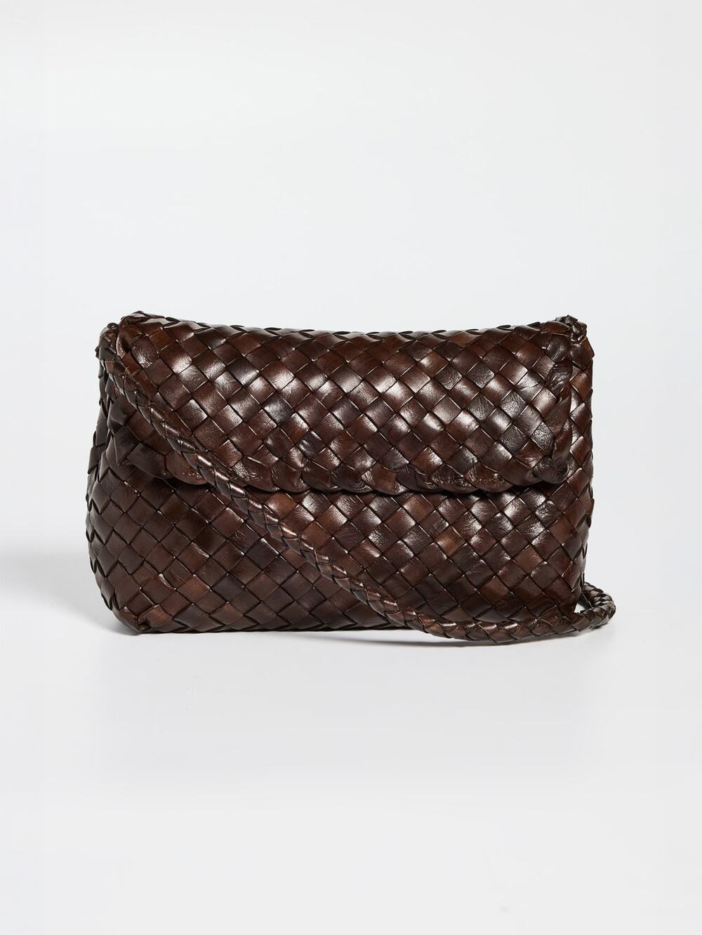 Loeffler Randall Billie Woven Leather Shoulder Bag Brown Chocolate NWT